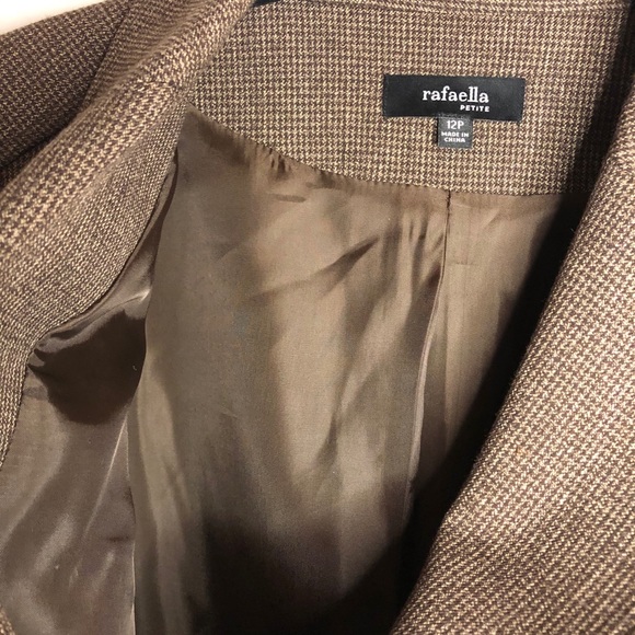 Rafaella Tweed Two Button Peplum Blazer Brown and Black 12P - Picture 6 of 10